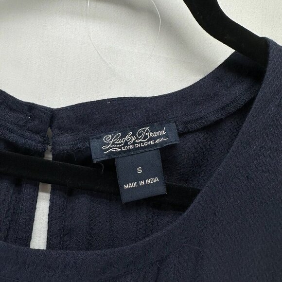 Lucky Brand Top Womens S Sleeveless Round Neck Rounded Hem Embroidered Navy Blue - Picture 7 of 9